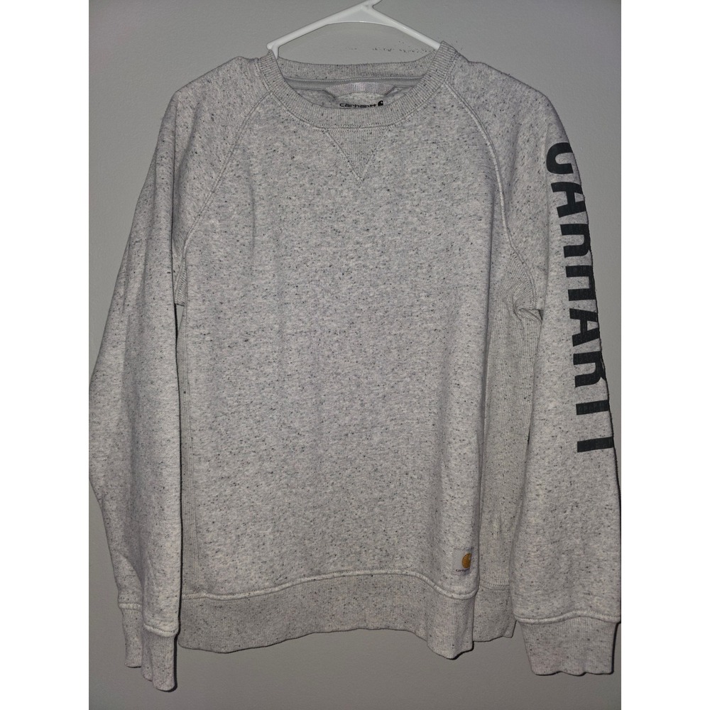 Carhartt Womens Relaxed Fit Logo Graphic Sweatshirt Gray TS4410-W Medium 8-10